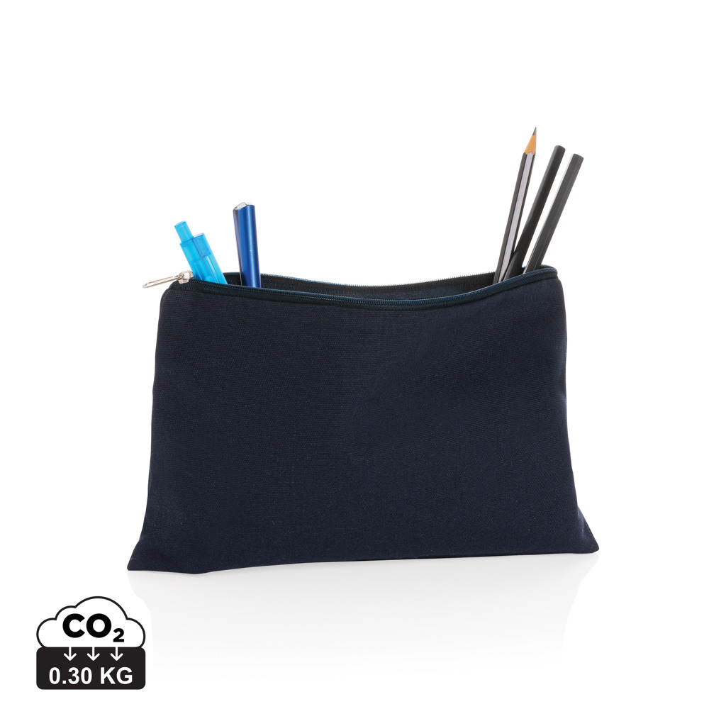 Trousse scolaire publicitaire en toile recyclée Impact Bleu marine